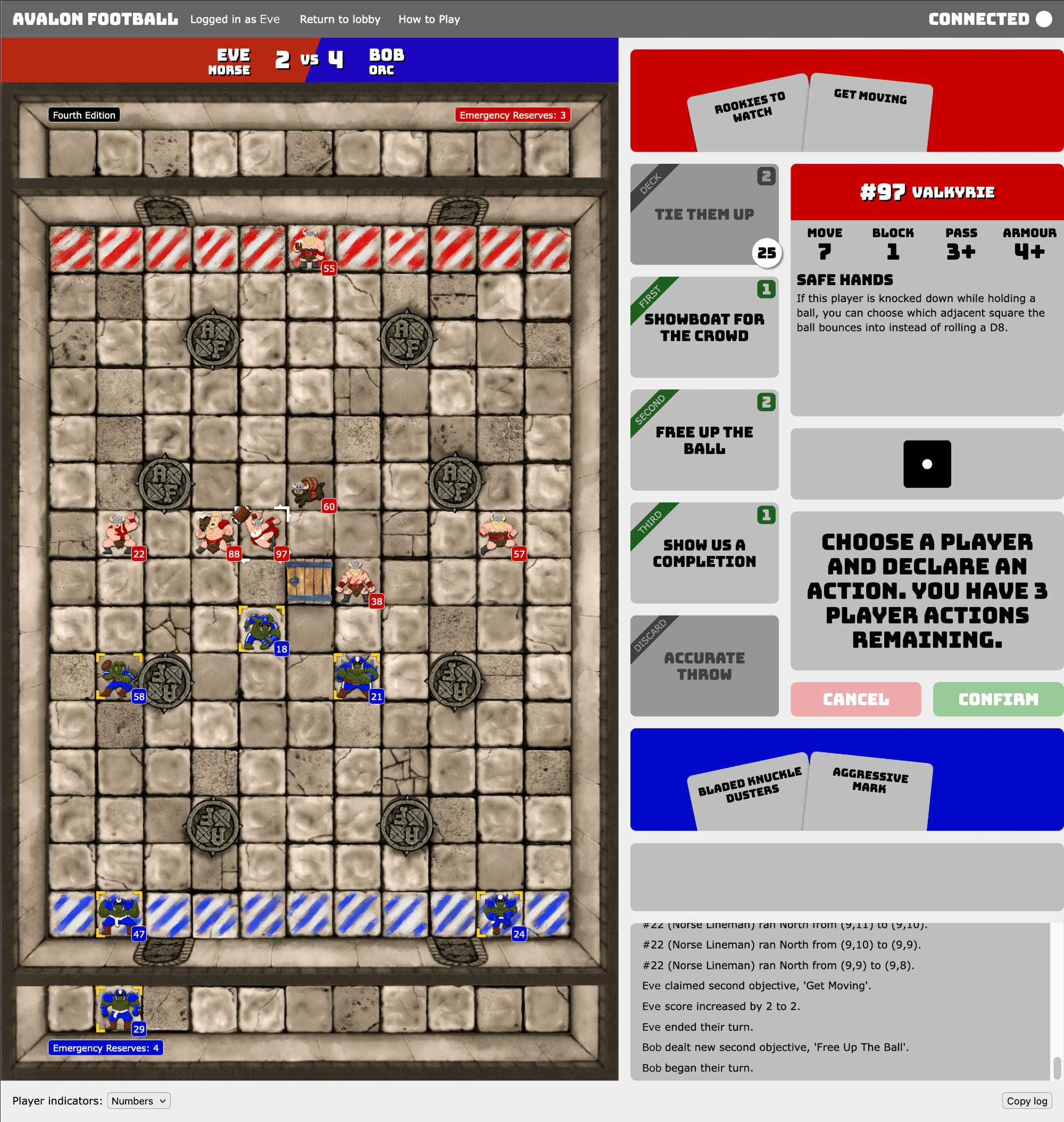 A simplified screenshot of the Avalon Football game screen.