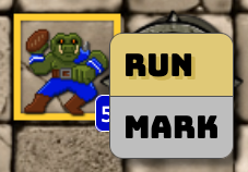 Player sprite showing the action declaration menu.